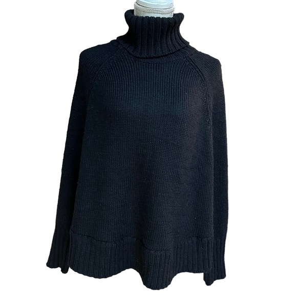 MICHAEL Michael Kors Womens Black Wool Blend Knitted‎ Turtleneck Cape Sweater - Picture 1 of 8